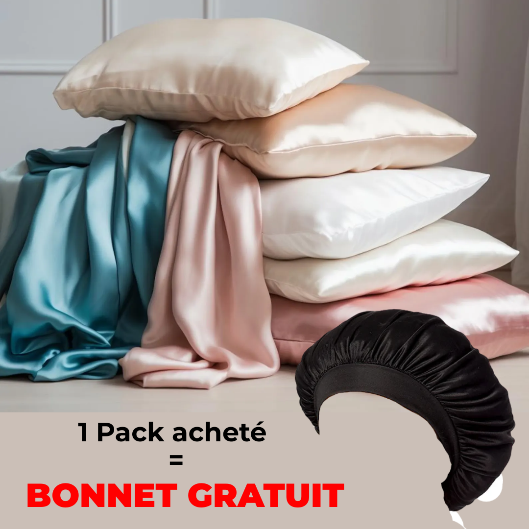 Pack 4 Taies D'oreillers 100% Satin De Soie