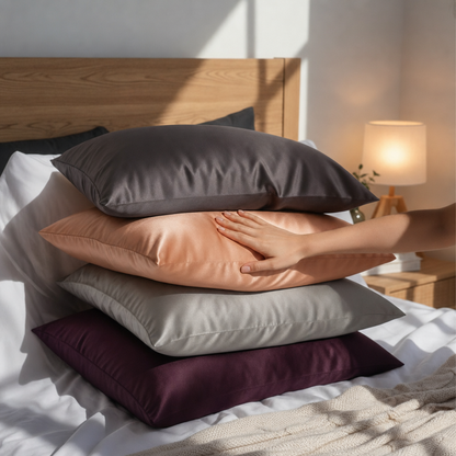 Pack 4 Taies D'oreillers 100% Satin De Soie