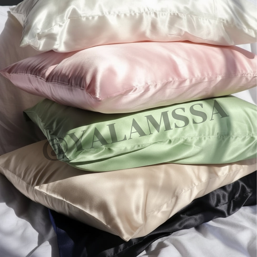 Pack 2 Taies D'oreillers + Bonnet 100% Satin De Soie